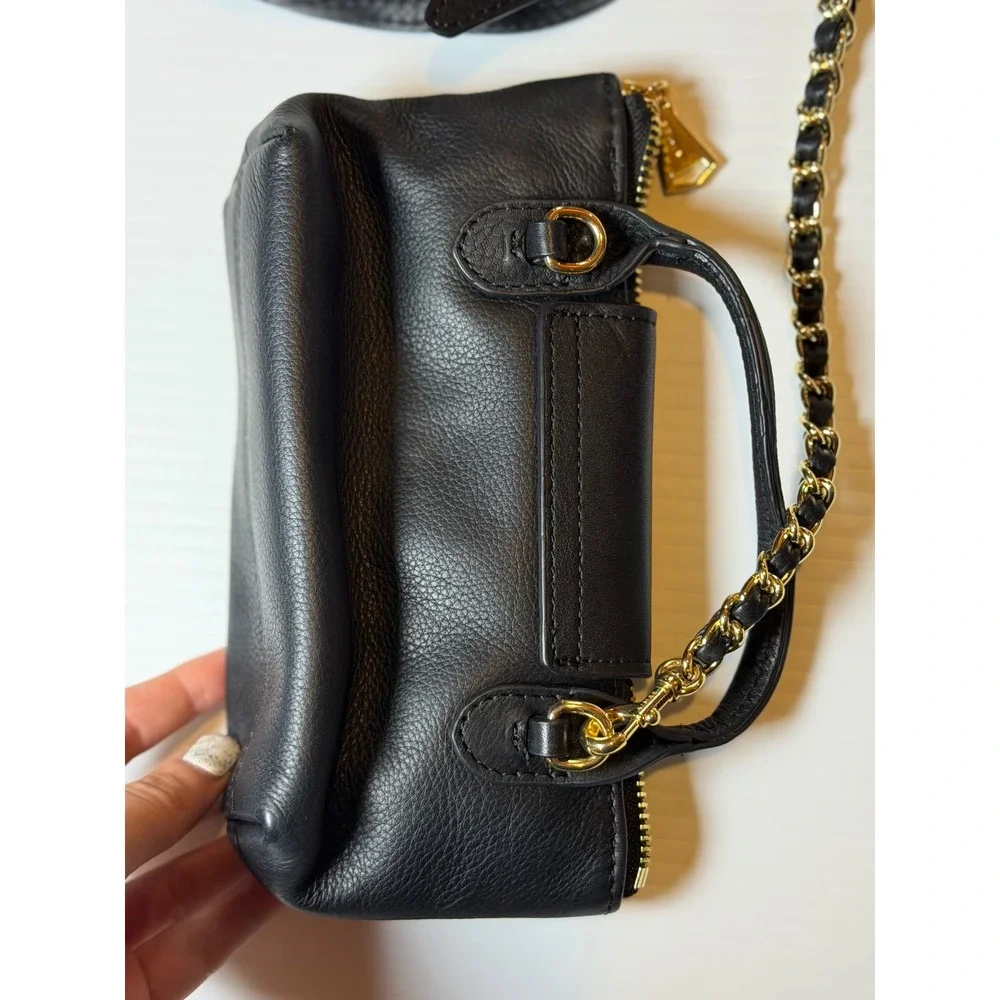 Aimee Kestenberg Heart Breaker Mini Crossbody Black Red Leather Gold Chain Bag